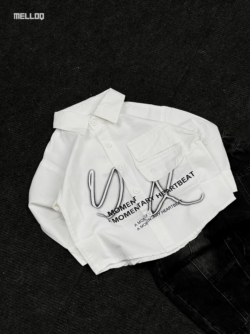 Kids Unisex Embroidered White Shirt – Long Sleeve Stylish Casual Outfit for Boys & Girls