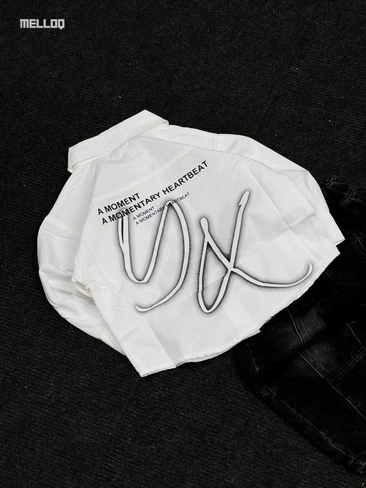 Kids Unisex Embroidered White Shirt – Long Sleeve Stylish Casual Outfit for Boys & Girls